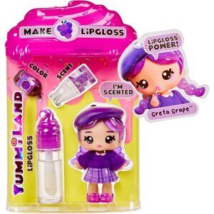 Yummiland Lipgloss & Scented 4" Doll Greta Grape Keychain DIY Purple